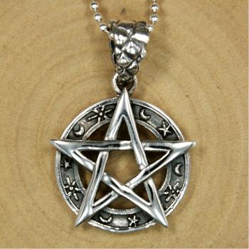 Preview: Sterling Silber Anhänger Pentagramm Ø 23 mm