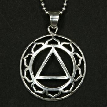 Preview: Sterling Silber Anhänger Dreieck in Sonne, Symbol Dreifaltigkeit, Freimaurer