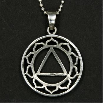 Preview: Sterling Silber Anhänger Dreieck in Sonne, Symbol Dreifaltigkeit, Freimaurer