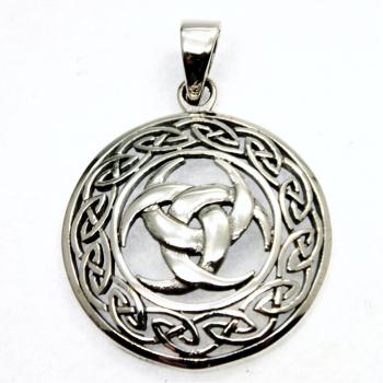 Sterling Silber Anhänger Keltischer Gaelach mit Flechtmuster Ø 26 mm