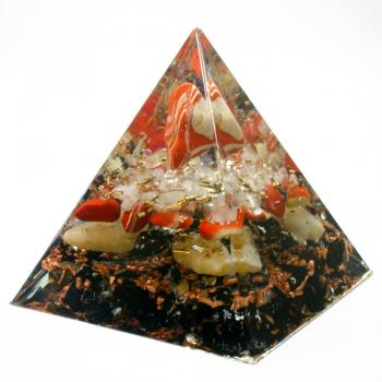 Preview: Orgonit Pyramide mit Jaspis rot Orangencalcit Schungit Edelsteine Orgon Energie