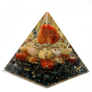 Preview: Orgonit Pyramide mit Carneol Bergkristall Gelbquarz Jaspis rot Hämatit Orgon Energie