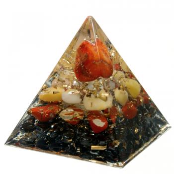 Preview: Orgonit Pyramide mit Carneol Bergkristall Gelbquarz Jaspis rot Hämatit Orgon Energie