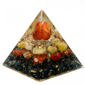 Preview: Orgonit Pyramide mit Carneol Bergkristall Gelbquarz Jaspis rot Hämatit Orgon Energie