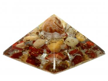 Preview: Orgonit Pyramide mit Aprikosen Achat Gelbquarz Bergkristall Jaspis rot Orgon Energie