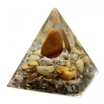 Preview: Orgonit Pyramide mit Mookait Gelbquarz Bergkristall Edelsteine Orgon Energie