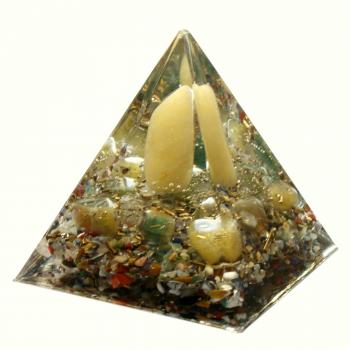 Preview: Orgonit Pyramide mit Calcit gelb Fluorit Bergkristall Orgon Energie