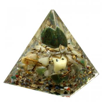 Orgonit Pyramide mit Heliotrop Gelbquarz Fluorit Bergkristall Orgon Energie