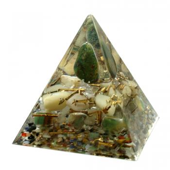 Preview: Orgonit Pyramide mit Heliotrop Gelbquarz Fluorit Bergkristall Orgon Energie