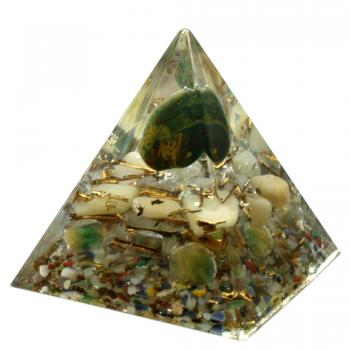 Preview: Orgonit Pyramide mit Heliotrop Gelbquarz Fluorit Bergkristall Orgon Energie