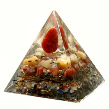 Preview: Orgonit Pyramide mit Carneol Jaspis rot Gelbquarz Edelsteine Orgon Energie