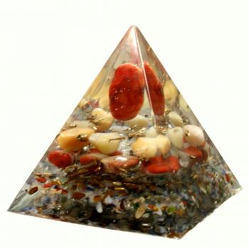 Preview: Orgonit Pyramide mit Carneol Jaspis rot Gelbquarz Edelsteine Orgon Energie