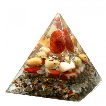 Preview: Orgonit Pyramide mit Carneol Jaspis rot Gelbquarz Edelsteine Orgon Energie