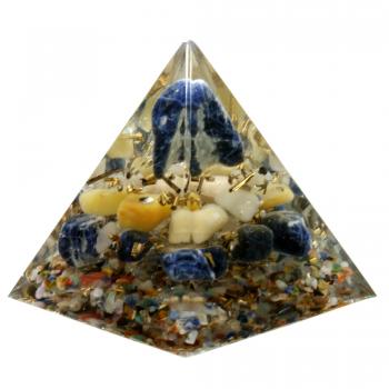 Preview: Orgonit Pyramide mit Sodalith Gelbquarz Bergkristall Edelsteine Orgon Energie