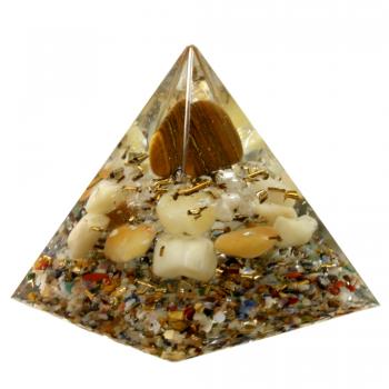 Preview: Orgonit Pyramide mit Tigerauge Gelbquarz Bergkristall Edelsteine Orgon Energie
