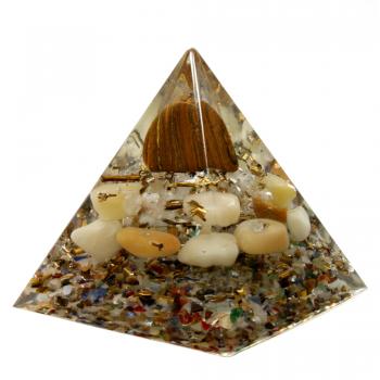 Preview: Orgonit Pyramide mit Tigerauge Gelbquarz Bergkristall Edelsteine Orgon Energie