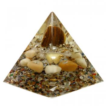 Preview: Orgonit Pyramide mit Tigerauge Gelbquarz Bergkristall Edelsteine Orgon Energie