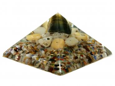 Preview: Orgonit Pyramide mit Falkenauge Gelbquarz Bergkristall Orgon Energie