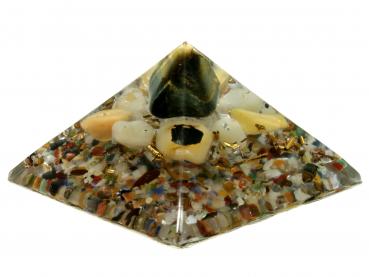 Preview: Orgonit Pyramide mit Falkenauge Gelbquarz Bergkristall Orgon Energie