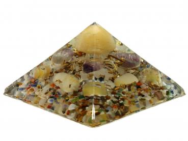 Preview: Orgonit Pyramide mit Calcit gelb Fluorit Gelbquarz Bergkristall Orgon Energie