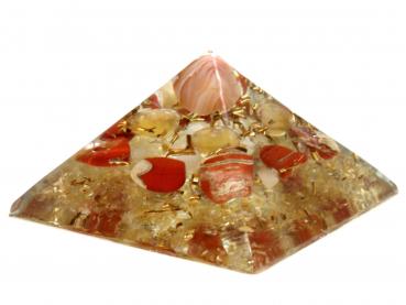 Orgonit Pyramide mit Aprikosen Achat Fluorit Jaspis rot Orgon Energie