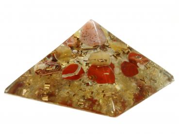Preview: Orgonit Pyramide mit Aprikosen Achat Fluorit Jaspis rot Orgon Energie