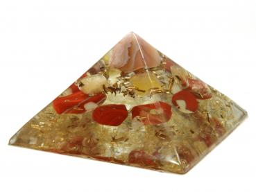 Preview: Orgonit Pyramide mit Aprikosen Achat Fluorit Jaspis rot Orgon Energie