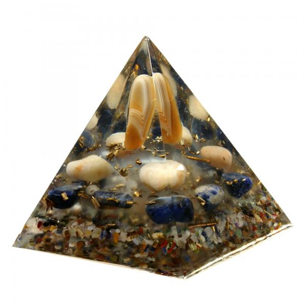 Orgonit Pyramide mit Achat Gelbquarz Sodalith 87 mm Orgon Energie