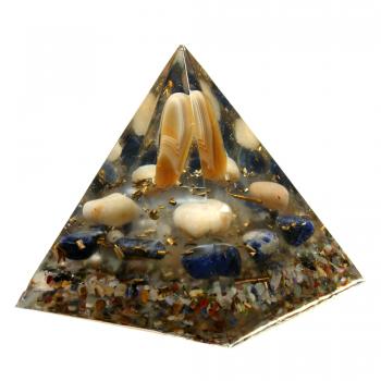 Orgonit Pyramide mit Achat Gelbquarz Sodalith 87 mm Orgon Energie